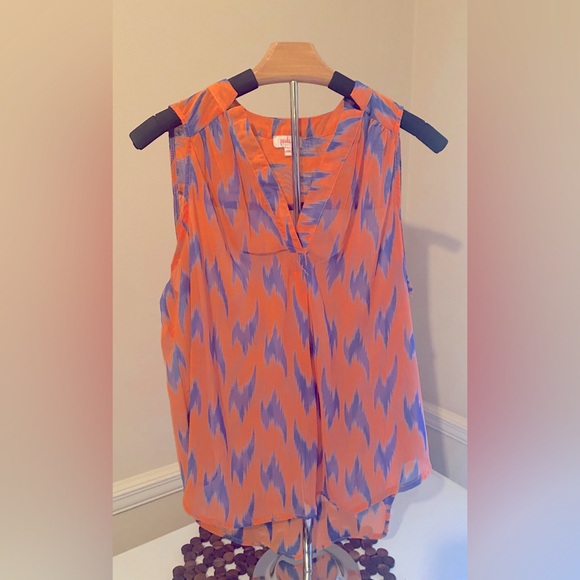Pixly Sleeveless Coral and Royal Blue Top - Picture 1 of 2
